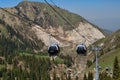 Ski lifts to Shymbulak ski resort Royalty Free Stock Photo