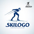 Ski logo isolated Vector Illustration. Winter sport template logotype or emblem for design.