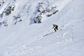 Ski mountaineer during competition in Carpathian Mountains