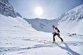 Ski mountaineer during competition in Carpathian Mountains