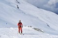 Ski mountaineer during competition in Carpathian Mountains