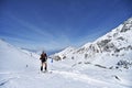 Ski mountaineer during competition in Carpathian Mountains Royalty Free Stock Photo