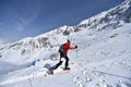 Ski mountaineer during competition in Carpathian Mountains