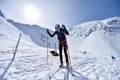 Ski mountaineer during competition in Fagaras Mountains