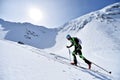 Ski mountaineer during competition in Fagaras Mountains