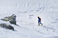 Ski mountaineer during competition in Fagaras Mountains