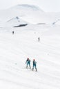 Ski mountaineers climb the Avacha Volcano on skis. Team Race ski mountaineering on Kamchatka