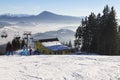 Ski park Kubinska Hola. Slovakia. People skiing