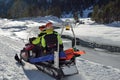 Ski patrol in the mountain valley Royalty Free Stock Photo