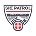 Ski patrol, search and rescue vintage label