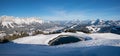 Ski piste Skiwelt Ellmau, view to Wilder Kaiser mountains and alpine range in winter