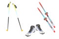 Ski poles, ski and ski boots Royalty Free Stock Photo