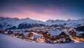 A ski resort in the Alps. The slopes are smooth and the lifts are running.