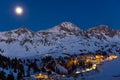 Ski resort in Austrian Alps by night Royalty Free Stock Photo