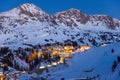 Ski resort in Austrian Alps by night Royalty Free Stock Photo