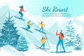 Ski Resort Banner with Copy Space for Extra Text Royalty Free Stock Photo