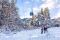 Ski resort Bansko, Bulgaria, cable car, ski road