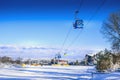 Ski resort Bansko, Bulgaria panorama, cable car Royalty Free Stock Photo