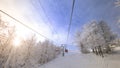 Ski resort, beautiful morning landscape. Ski trail trees and sky Royalty Free Stock Photo