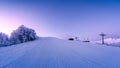 Ski resort, beautiful morning landscape. Ski trail trees and sky Royalty Free Stock Photo