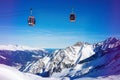 ski resort cable cars over beautiful mountain landscape in Italy