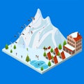 Ski Resort Concept 3d Isometric View. Vector Royalty Free Stock Photo