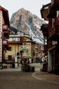 The Ski Resort Cortina D`Ampezzo in the Dolomites in Winter Royalty Free Stock Photo