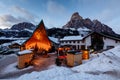 Ski Resort of Corvara at Night, Alta Badia Royalty Free Stock Photo