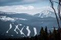 Ski resort in Eastern Europe. Of the Carpathian mountains. Panorama of the ski slopes Royalty Free Stock Photo