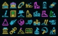 Ski resort icons set vector neon Royalty Free Stock Photo