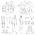 Ski resort icons set vector Royalty Free Stock Photo