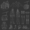 Ski resort icons set vector Royalty Free Stock Photo