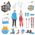 Ski resort icons set vector Royalty Free Stock Photo