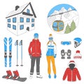Ski resort icons set vector Royalty Free Stock Photo