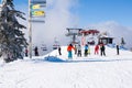Ski resort Kopaonik, Serbia, ski lift, slope, people skiing Royalty Free Stock Photo