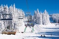 Ski resort Kopaonik, Serbia, ski lift, slope, people skiing Royalty Free Stock Photo