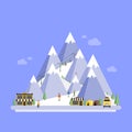 Ski Resort. Mountain landscapes. Vector flat