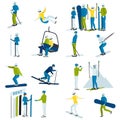 Ski Resort People  Icons Set Royalty Free Stock Photo