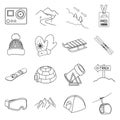 Ski resort set icons in outline style. Big collection ski resort vector symbol Royalty Free Stock Photo