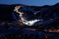 Ski resort town skyline at night