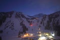 Ski resort town skyline night