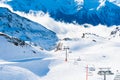 Ski resort in winter Alps. Val Thorens, 3 Valleys, France Royalty Free Stock Photo