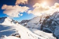 Ski resort in winter Dolomite Alps. Val Di Fassa, Italy Royalty Free Stock Photo