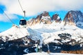 Ski resort in winter Dolomite Alps. Val Di Fassa, Italy Royalty Free Stock Photo