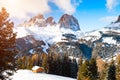 Ski resort in winter Dolomite Alps. Val Di Fassa, Italy Royalty Free Stock Photo