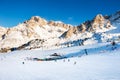 Ski resort in winter Dolomite Alps. Val Di Fassa, Italy Royalty Free Stock Photo