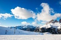 Ski resort in winter Dolomite Alps. Val Di Fassa, Italy Royalty Free Stock Photo