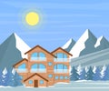 Ski resort or winter family house for xmas holidays.