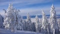 Ski Resort Winter Landscapes, Mountains in Snowing, Alpine Nature View in Wintertime, Conifer Forest Scene in Snow Royalty Free Stock Photo