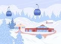 Ski resort. Winter mountain scenery with a cable car